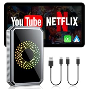 Lamto Car Play Dongle Box ondersteunt Netflix YouTube draadloze Carplay-adapter/Android auto-adapter voor OEM Wired Carplay/Android Auto, HD Multimedia Video AI Box, USB Video Play,Siri Voice