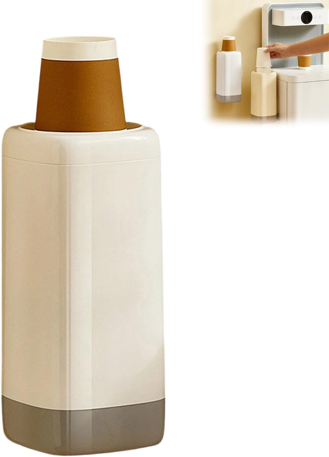 Wall Mounted Cup Dispenser for 3oz-5oz Paper Plastic Cups, Pull Down Design for One-Hand Use, Holder for Water Cooler in Home Office Kitchen Bathroom (White)