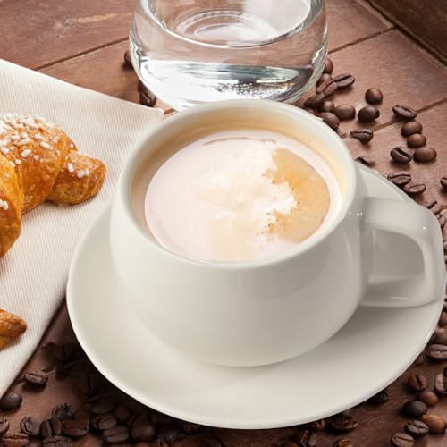 ionEgg Porcelain Cup with Saucer 270ml/9oz, Minimalist Design, Perfect for Latte Cappuccino and Tea, White - Image 3