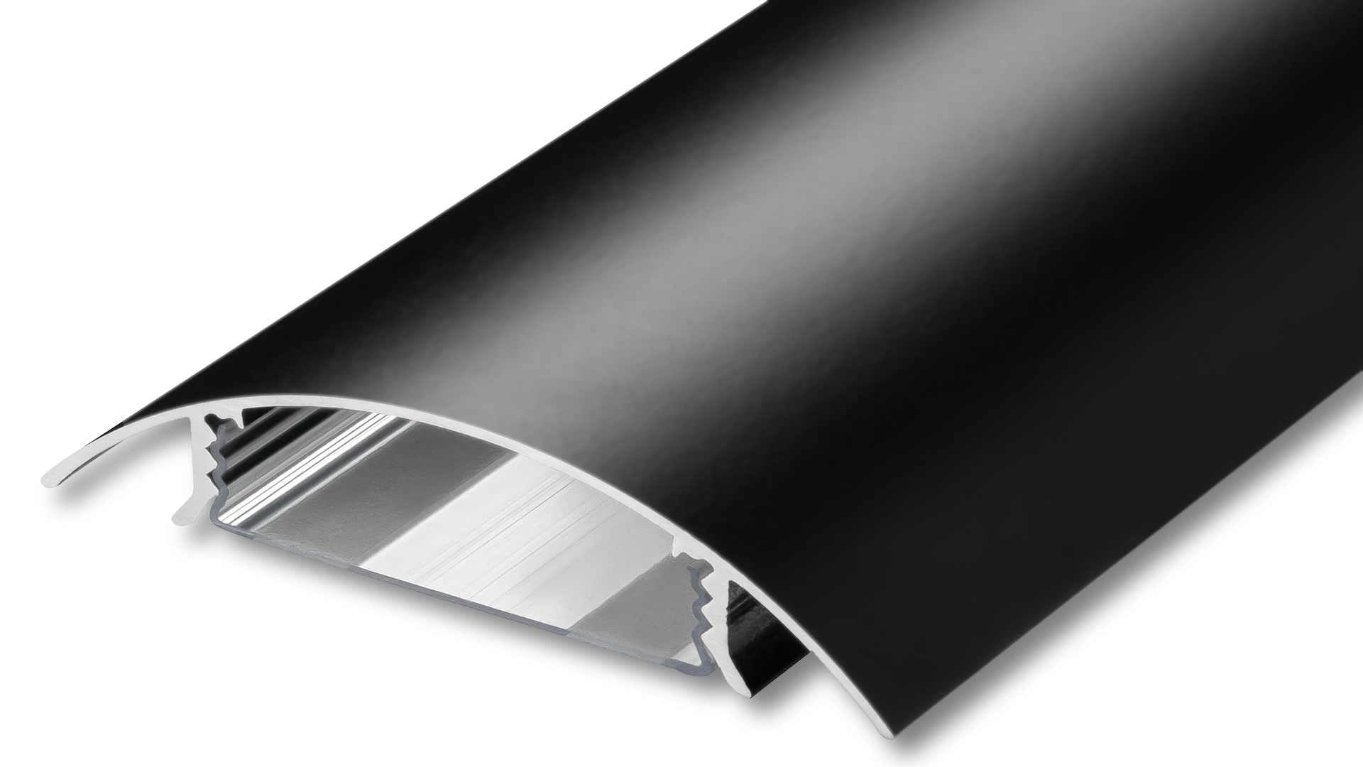 TV Design Aluminium Kabelkanal Schwarz matt RAL9005, Länge 100cm