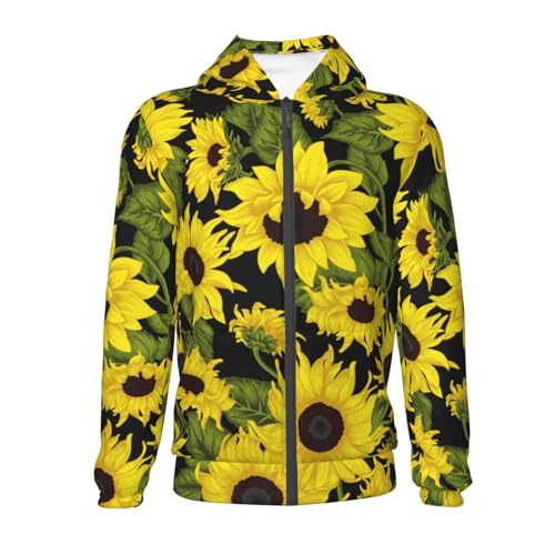Sunflowers In Vintage Kids Pullover Hoodies Boys Zip Up Sweatshirts Girls Athletic Clothes with Pocket2