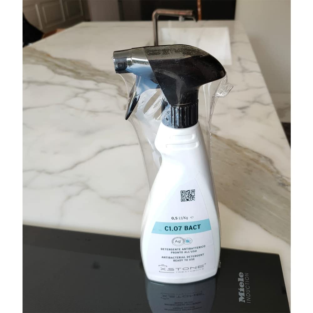 Detergente ANTIBACTERIAL, BLOQUEA bacterias en ENCIMERA DE COCINA/BAÑO en piedra natural. ELIMINA hasta el 99,9% de las bacterias. Pack 3 x 0,5 litros spray
