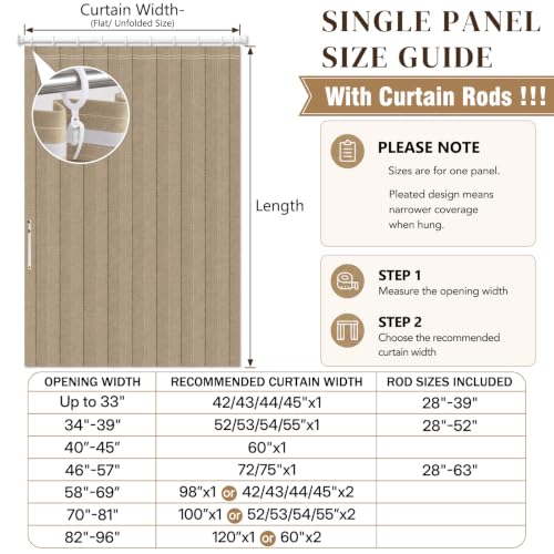 Image of AJAZZ Blackout Door Curtains with Curtain Rods Adjustable 28-39 inch Long Magnetic Door Curtain Blackout Curtains for Bedroom, Doorway Curtain Sets (1 Pack, 44 W x 78 L, Brown)