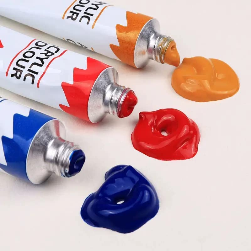 Image of INOG Acrylic Paint Set 24x12ml With 12 Brushes Artist Quality Non-Toxic Rich Pigments Colors Perfect for Kids Adults Beginners For Canvas Wood Clay Fabric Ceramic Crafts