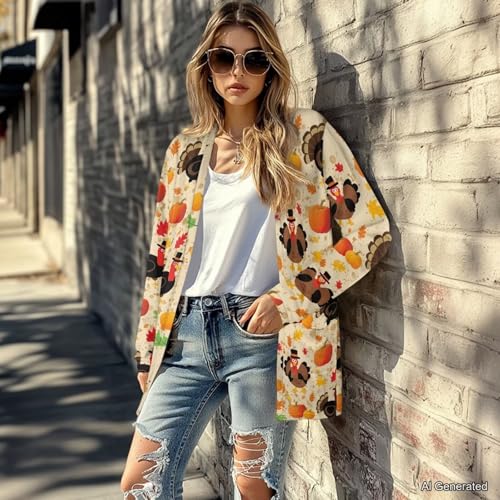 Image of Women's Lightweight Cardigans with Pockets Trendy Long Sleeve Open Front Cardigan Casual Tops Jackets Fall Oufits S-2XL