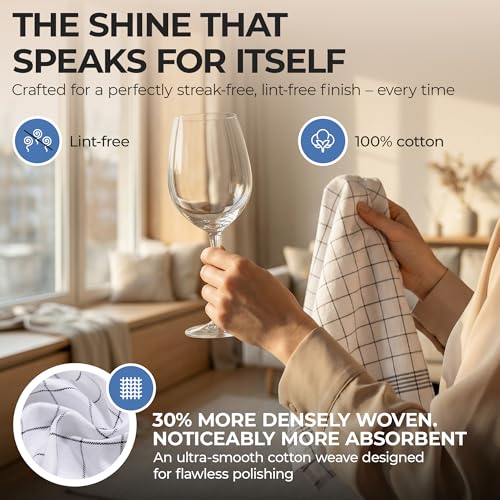 MagicWipe® Premium Cotton Tea Towels, Thick 220 GSM (50x70cm), Tea towel for kitchen, Highly Absorbent, Lint-Free, Durable, Machine Washable & Reusable Kitchen Towels, Catering Quality (5) - Image 3