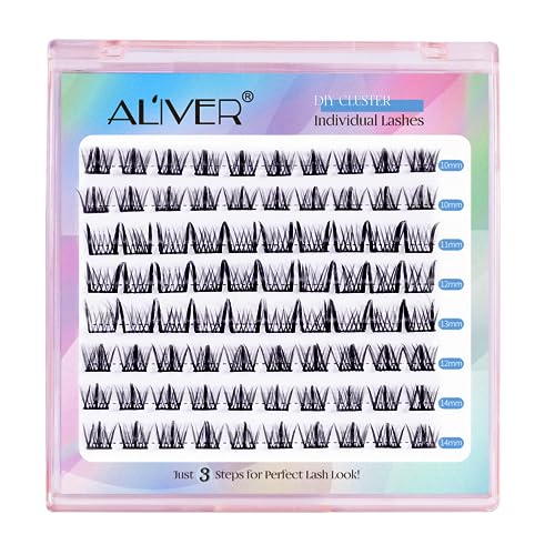 Pestañas Individuales - Racimo de Pestañas Kit de Extensión de Pestañas Postizas 10-11-12-13-14mm Longitud Mixta 80PCS D Curl Wispy Clusters Lashes Extension Natural Look DIY at Home