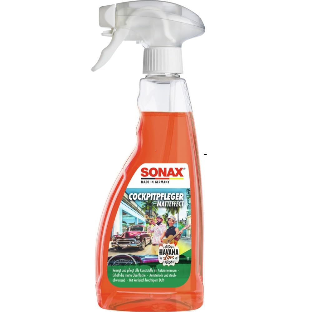 SONAX CockpitPfleger Matteffect Havana Love (500 ml) reinigt und pflegt alle Kunststoffoberflächen im Autoinnenraum | Art-Nr. 03682410