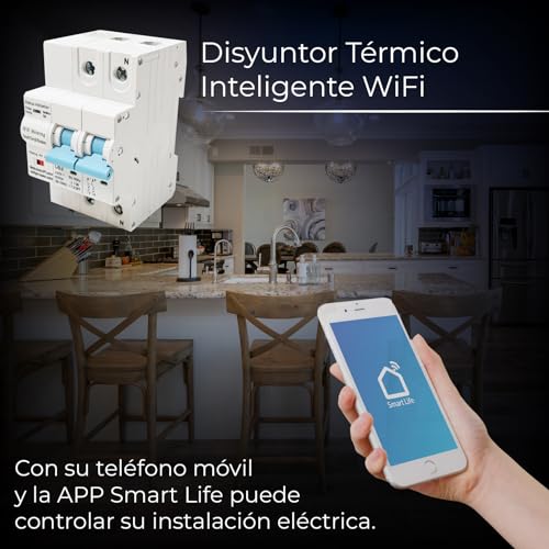 Miniatura 4 de Led Atomant Disyuntor Termico Inteligente Smartlife 2p Programable 10-63a , Interruptor Wifi Bluetooth Con Encendido Apagado A Distancia, Disyuntor Para Montaje En Riel Din 32a , Medidor Consumo