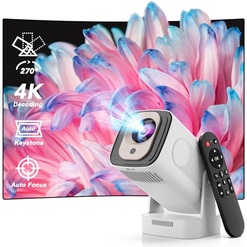Image of Updated Mini Projector with WiFi 6 and Bluetooth 5.4, Full HD 4K Supported Smart Projector, Auto Focus & Auto Keystone, 210° Rotatable Portable Projector for Bedroom, Outdoor Movie, Laptop, Phone