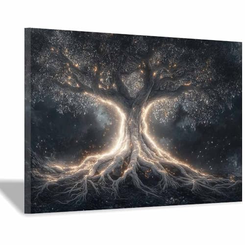 Tableau arbre de vie impression ouvrages d'art moderne blanc encadrée