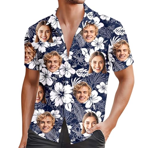 Camisas hawaianas para hombre, camisa de manga corta, con botones, estilo tropical, casual, ajuste relajado, transpirable, ligera, para verano y verano, azul oscuro, 3XL