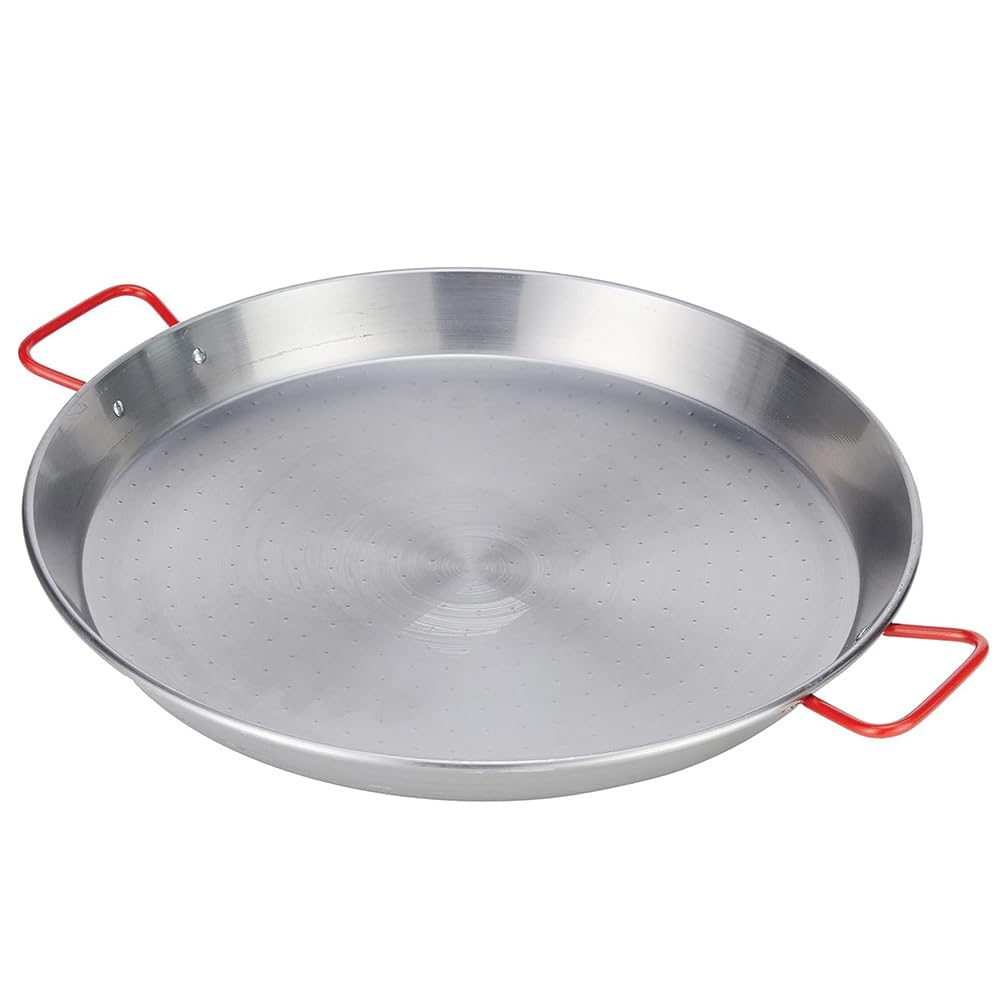 PALUPLUS Padella per Paella Valenciana per 12 Porzioni, Diametro 46 cm, Padella in Ferro Lucido, 2 Manici Rossi Verniciati, per cucinare e servire la paella, per Cene ed Eventi -461