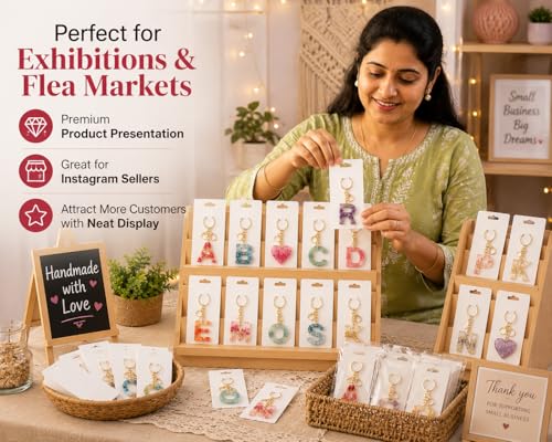 Image of Festiko Keychain Display Cards for Keyring Packaging & Display, 350 GSM Thick Cardstock, 4.7 x 3.1 Inch, Pack of 200, White Keychain Holder Cards - Premium Display for Small Business & Gifting