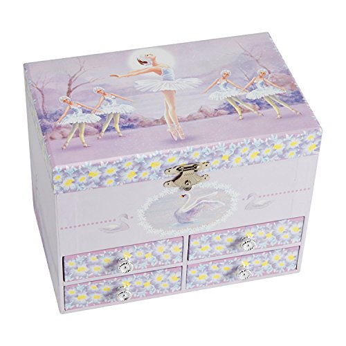 Jewelkeeper - Sterren en Zwanen Grote muzikale Ballerina sieraden opbergdoos met 4 uittrekbare laden, Jewel Box… - Image 4