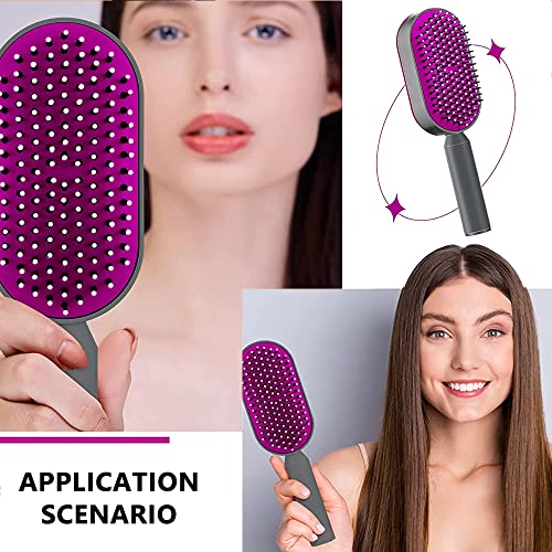 Image of MAYCREATE Self Cleaning Hair Brush for Women Men, 3D Airbag Cushion Hair Comb Massager Paddle Brush Hairdressing Detangling Anti Static Hairbrush