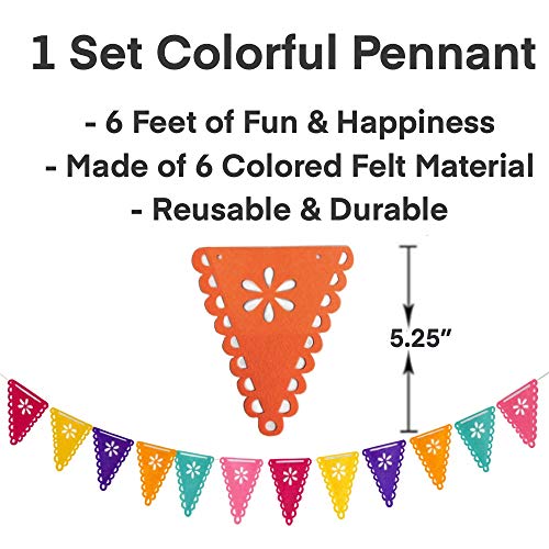 Emuya Mexican Fiesta Party Decorations – Cinco De Mayo - 6 Paper Fans, 5 Flowers Pom Poms, Papel Picado, Pennants Garland, Pdf Games - Taco Bout Tuesday, Birthday, Engagement Supplies #TOP6