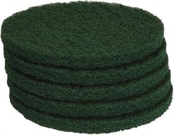 PRO SOURCE Floor Scrubbing Pads Green Coarse Polyester, 13" Diameter, 5 Pack