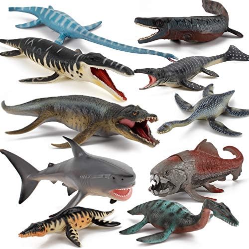 Fantarea 10 PCS Prehistoric Ocean Sea Marine Dinosaur Animal Model Figures Figurines Party Favors Supplies Cake Toppers Decoration Collection Set Toys for 5 6 7 8 Years Old Boys Girls Kid Toddlers