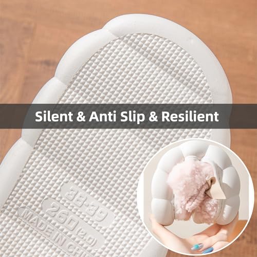 Bow Tie Slippers Cozy Soft Plush Slippers for Womens Lightweight Thick Sole Slippers Winter House Warm Slippers Shoes Indoor Non Slip Home Slippers Ladies Bedroom Fuzzy Slipper4