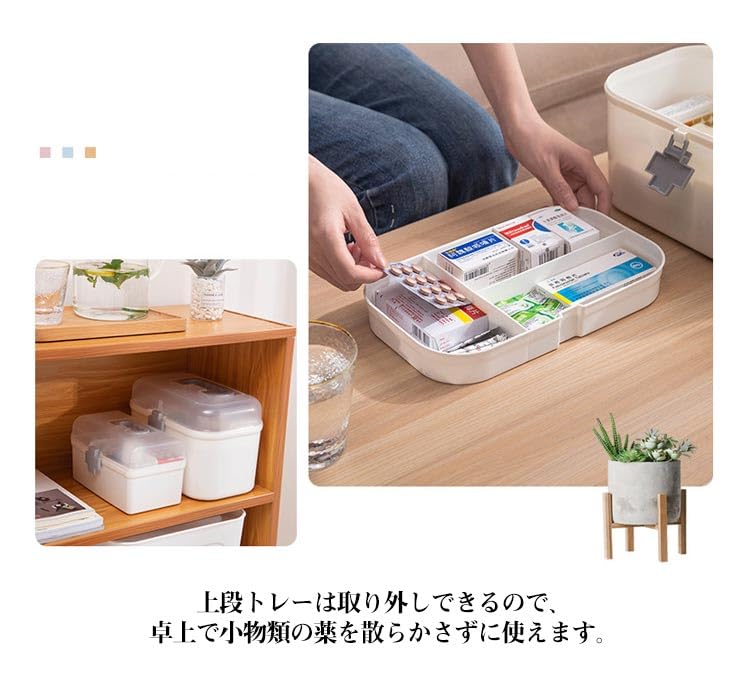 Amazon.co.jp: 薬箱 大容量 救急箱 2段収納 収納ケース 収納ボックス