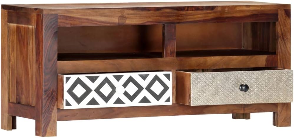 vidaXL TV Cabinet Brown Solid Acacia Wood 35.4 x 11.8 x 15.7 in