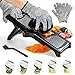Labeol Cortador de mandolina ajustable profesional 3 en 1, cortador de alimentos de acero inoxidable multifuncional, cortador de verduras, patata, cebolla, queso, juliana con guantes de seguridad