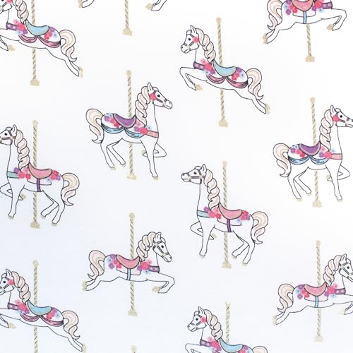 Image of Hudson Baby Unisex Baby Cotton Fitted Crib Sheet, Carousel Horse, One Size (Pack of 2)