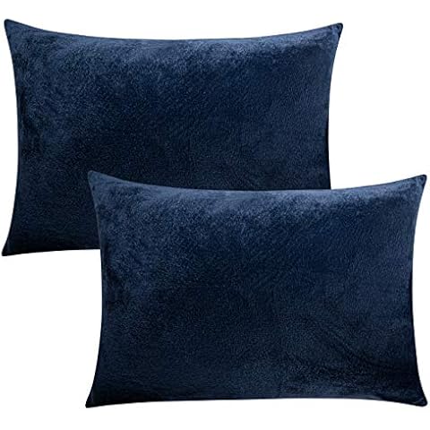 FLXXIE 2 Pack Velvet Pillowcases with Zipper Closure Cover