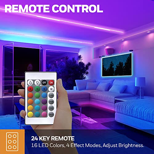 Image of Honeywell 16.4ft Indoor LED Strip Light - Color Changing RGB, Motion Activated with Remote Control - for Bedroom, Kitchen, Dorm, Game Room, Cabinets, Etc - Wall Plug 12 Volt No Battery (Pack of 2)