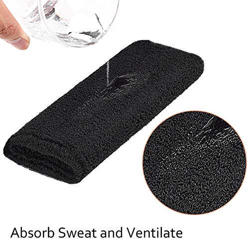 WILLBOND 6 Inch Wrist Sweat Bands for Men Women Tennis Elastic Athletic Long Sweatband Wrist Absorbent for Basketball Tennis Running Outdoor Activity - Image 4
