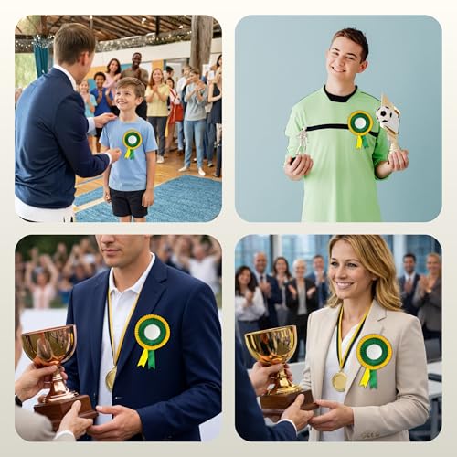 Image of NEXGEN Trends Double Line Satin Award Badge for School Sports Day, Annual Day & Prize Distribution | Premium Ribbon Badge with Safety Pin | Pack of 10