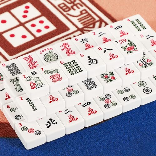 Set de fichas de Mahjong americano con tapete azul miniatura 4