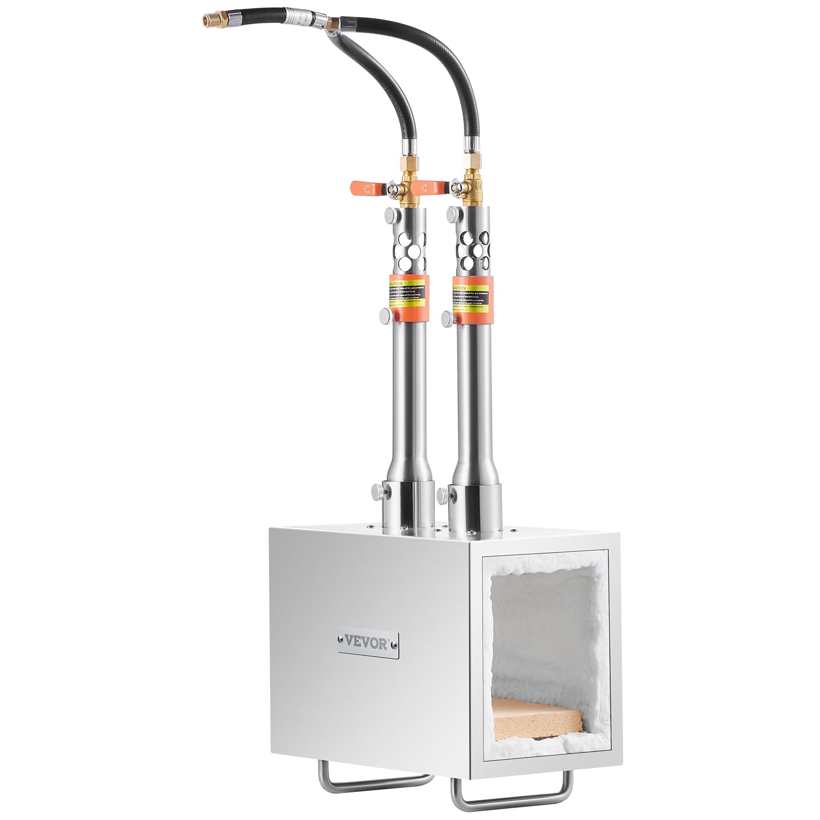VEVOR Forgia a gas propano portatile, forno a gas quadrato con 2 bruciatori, temperatura max 1427 ℃, utensili e attrezzature per forgiatura a gas in acciaio inox, per colteliere Maréchaux-Ferrants