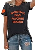Basketball is My Favorite Season Shirts Women Basketball Lover Tshirt Crewneck Sports Baller Casual Top, Dark Grey 4, M