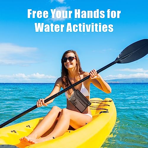 Image of F-color Waterproof Fanny Pack - Waterproof Pouch, Beach Cruise Essentials | Adjustable Waist Strap, Triple Zipper Roll-Top Dry Bag for Phone, Keep Passport Valuables Dry for Beach Kayaking Boating