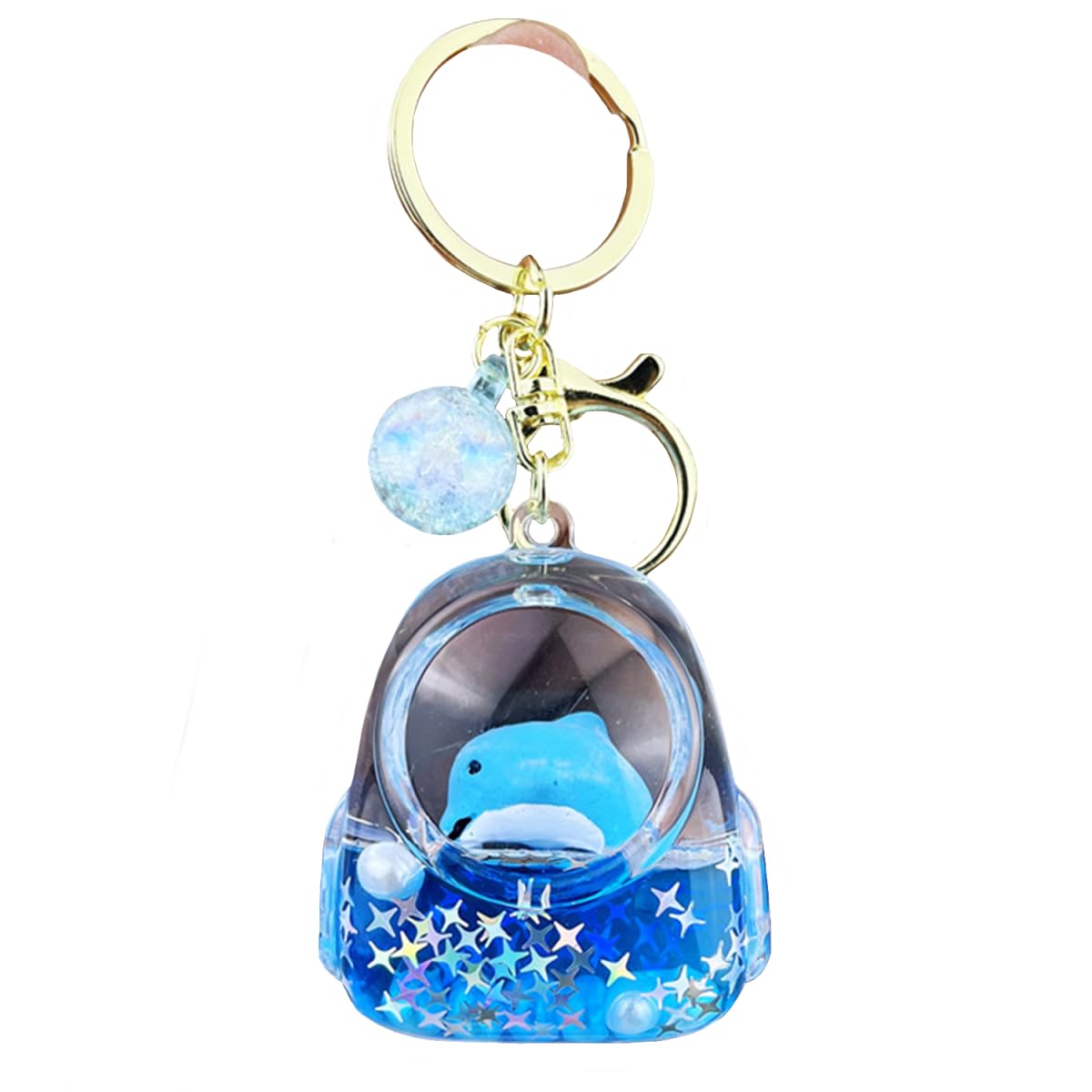 ZDHC Cute Floating Ocean Animal Keychain Creative Liquid Quicksand Keyring Acrylic Backpack Pendant for Women Girl