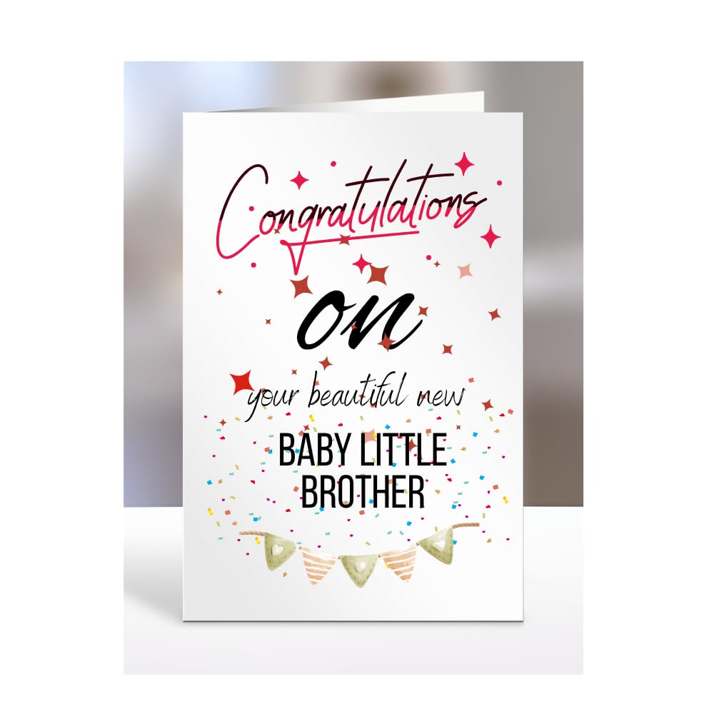 Congratulations on your beautiful new baby little brother card gifts for daughter, sister, daughter in law, son, son inlaw, niece, nephew, grandson, brother, A5-119_37