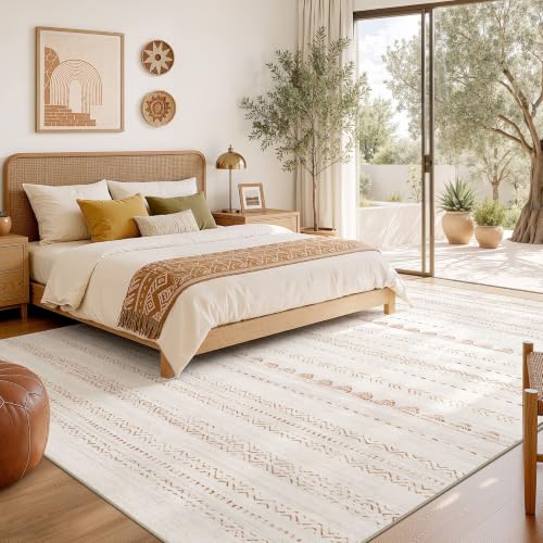 Image of Nakagishi Boho 5x8 Area Rug Living Room Rugs Machine Washable Brown