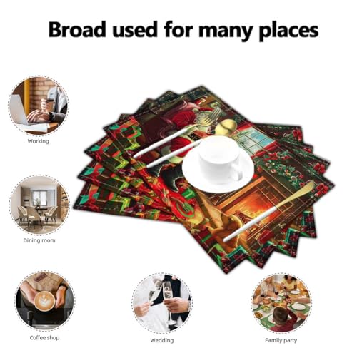 Sets de table illustrations de cadeaux décoration de table Noël rouge 6 pcs