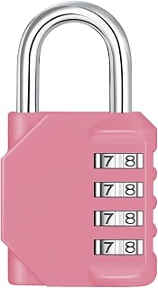 Combination Lock for Locker, Lock for Gym Locker, Fence, Gate, Case, Combination Padlock Easy to Use and Set, Number Lock Sturdy & Durable (Pink)