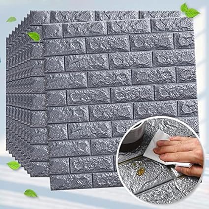 SWIPE N SEE Brick Wallpaper - Self Adhesive PE Foam Brick Design 3D Wall Stickers/DIY Wallpaper for Home Hotel Living Room Bedroom & Café [ Pack of 5 ] (Dark Grey) (B0D5MGR79Q) Amazon Price History, Amazon Price Tracker
