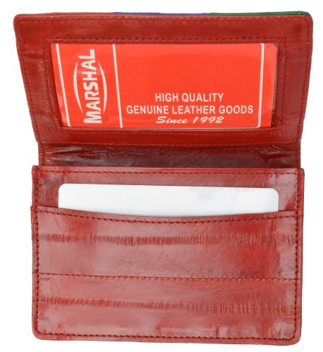 MARSHAL Eel Skin Soft Leather Business Card Credit Card Holder with Id Window2