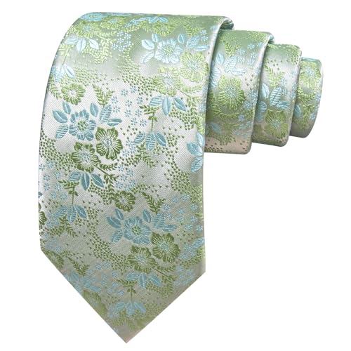 Image of Barry.Wang Men Tie Set Floral Paisley Silk Necktie Pocket Square Cufflinks Formal Wedding Party Business