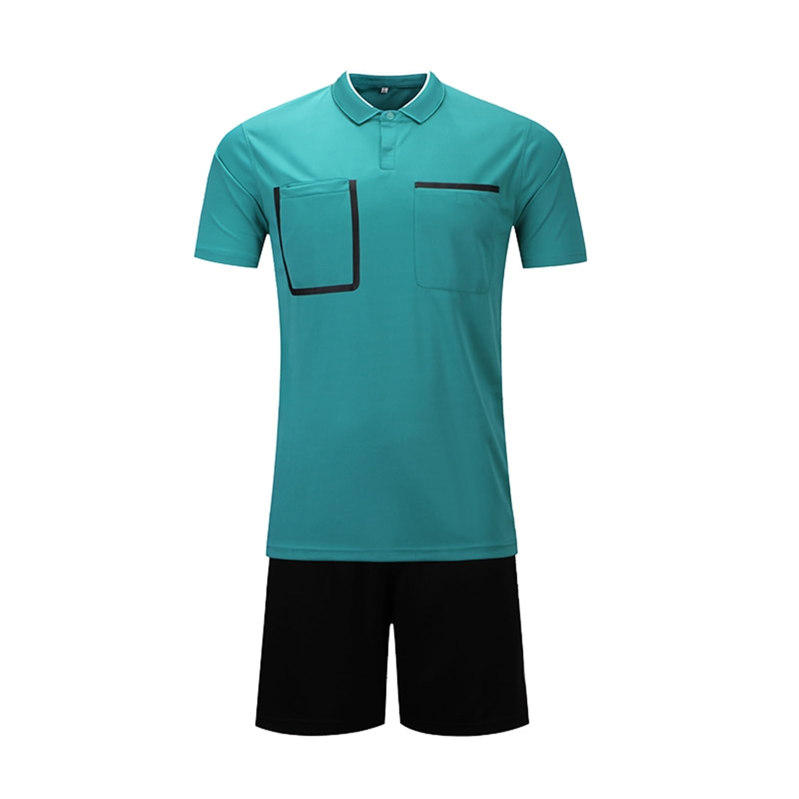 Ensemble d'arbitre de Football for Homme: Maillot à Manches Courtes et Short avec Poches, Polyester Respirant et à séchage Rapide, idéal for l'entraînement et Les matchs.