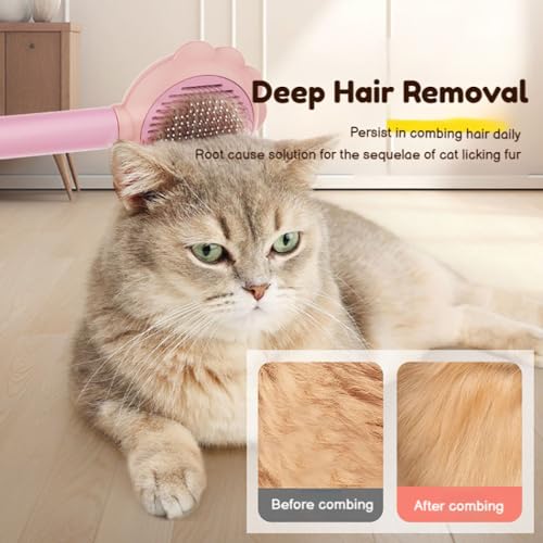 Image of Self-Cleaning Spray Cat Brush for Shedding, Deshedding Dog Spray Brush with Water Spray & One-Click Hair Release for Long /Short Haired Animals (Pink)