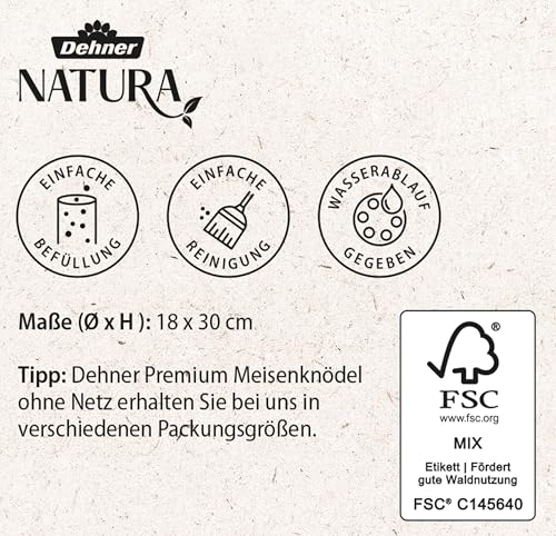 Dehner Natura Premium Futtersäule Louise, Meisenknödelsäule für 12 Meisenknödel, Futterstation für Wildvögel wetterfest/hängend, ca. 30 x 18 x 18 cm, Metall, dunkelgrau