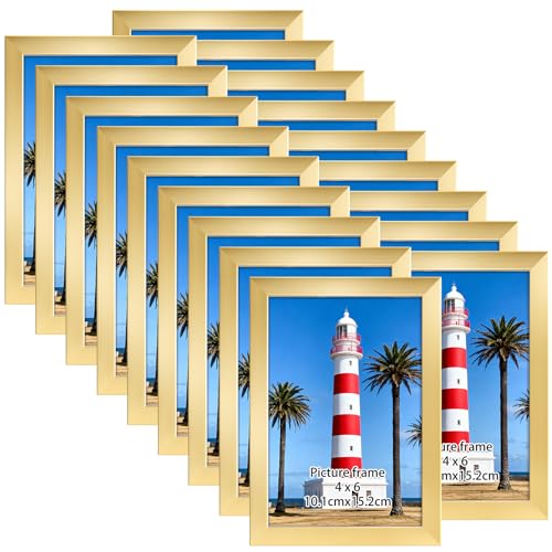 Giftgarden 4x6 Picture Frame Set of 18 Lightweight 4 by 6 Frames Bulk for Gallery Wall Photo Hanging and Tabletop Display Gold