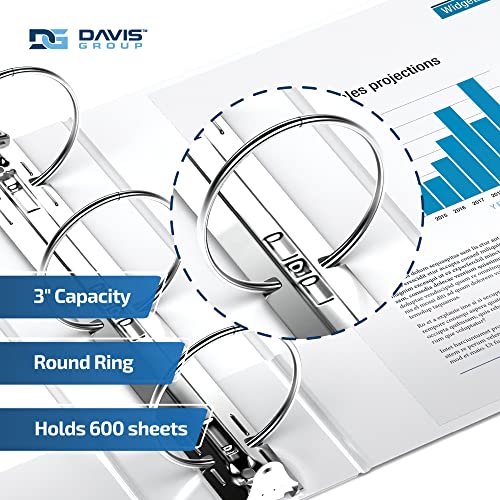 Image of Easyview 3-Ring Binder, Clear-View Cover, 3 inch Round Rings, White, 6 Pack | Heavy-duty binder, fits 8.5 inch x 11 inch paper, customizable cover, made in Canada, ideal for school or office use