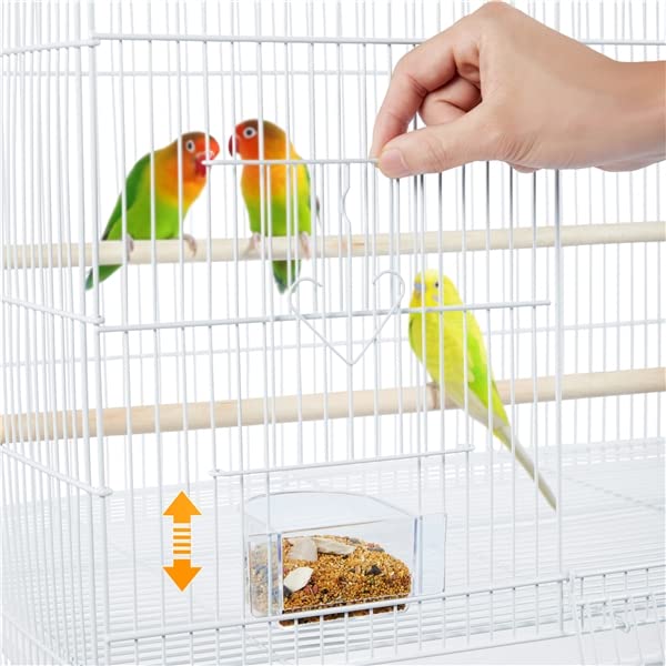 Cage à Oiseaux 77,5 x 46,5 x 46cm Blanc avec Plateau Coulissant 2 Perchoirs en Bois